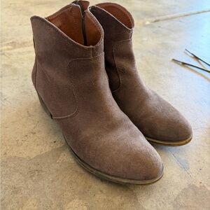 Lucky Brand Taupe Suede Ankle Booties